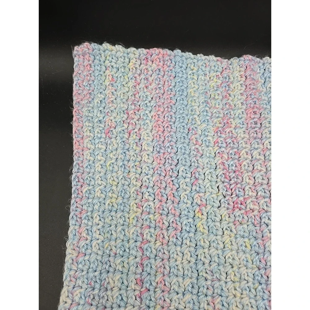 Handmade Crocheted Baby Afghan Blanket Throw  Lap‎ 27x 20 Pastel Blue Pink Soft